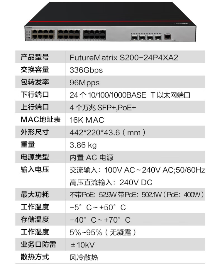 華為 S200-24P4X-A2 萬(wàn)兆PoE交換機(jī)